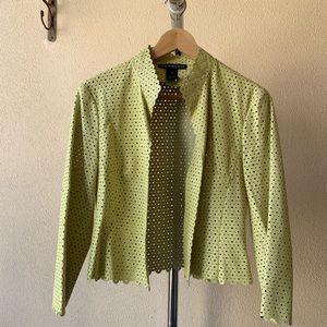 The Wrights Green Crop Leather Jacket Sz 8